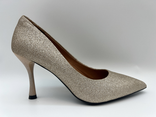 lt Gold Glitter Bayan Ayakkabı 3 Inch Stiletto Kapalı Toe Yüksek Topuk