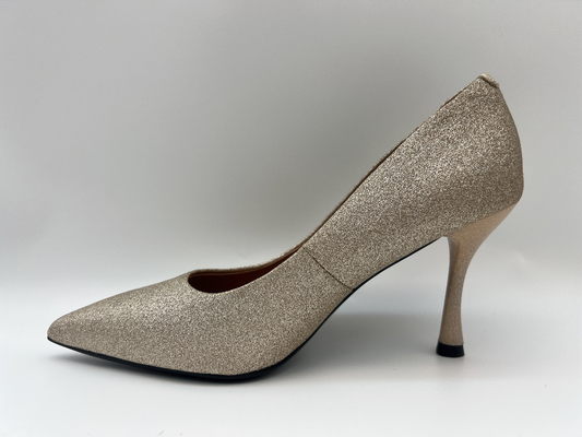 lt Gold Glitter Bayan Ayakkabı 3 Inch Stiletto Kapalı Toe Yüksek Topuk