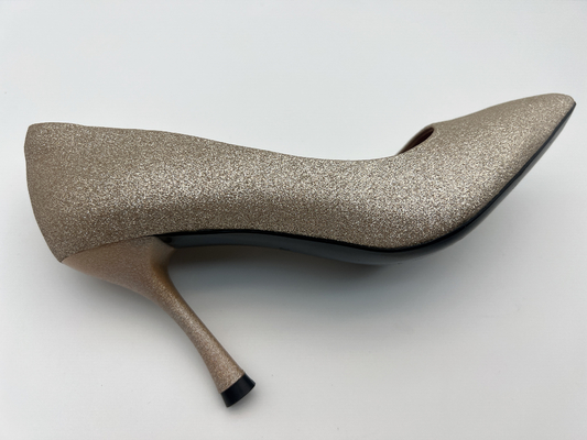 lt Gold Glitter Bayan Ayakkabı 3 Inch Stiletto Kapalı Toe Yüksek Topuk