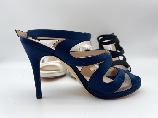 Açık Burun Stiletto Elastik Kayış Yüksek Topuk Sandalet Yumuşak Nappa Deri / Uyumlu Yumuşak Örgü