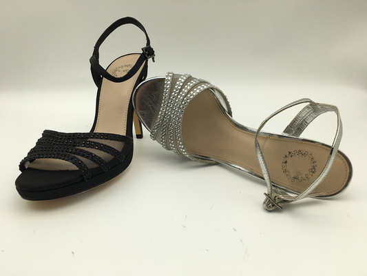 Stiletto Bayan Yumuşak Deri Sandalet Burnu Açık 5cm Yüksek Topuk Gümüş Sandalet