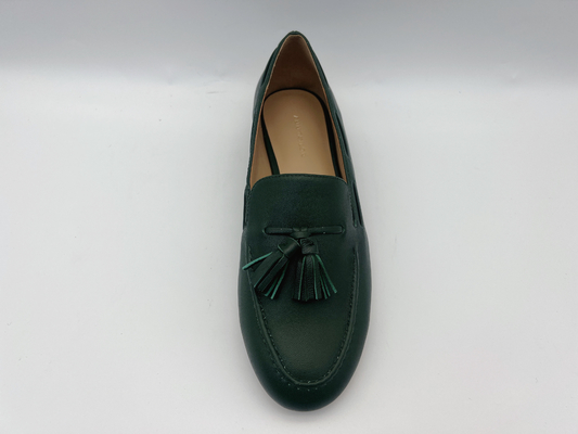 Moda Bayan Düz Deri Ayakkabı Koyu Yeşil Kaymaz Loafer'lar