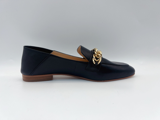 Moda Loafer'lar Bayan Düz Deri Ayakkabı Özel Metal Zincirli