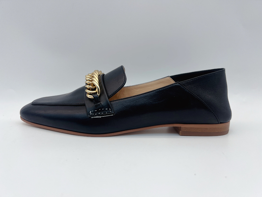 Moda Loafer'lar Bayan Düz Deri Ayakkabı Özel Metal Zincirli