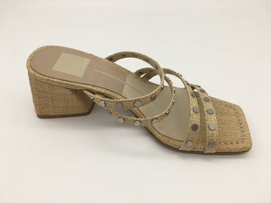 #6 - #11 Yaz Kalın Topuklu Sandalet / Tan Bayanlar Peep Toe Sandalet