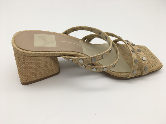 #6 - #11 Yaz Kalın Topuklu Sandalet / Tan Bayanlar Peep Toe Sandalet