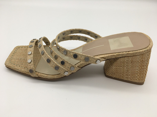#6 - #11 Yaz Kalın Topuklu Sandalet / Tan Bayanlar Peep Toe Sandalet