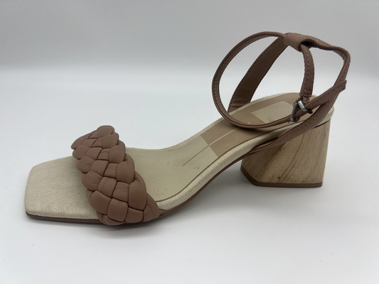 Tan Dokuma Bayan Yumuşak Deri Sandalet Metal Tokalı Peep Toe
