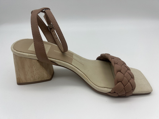 Tan Dokuma Bayan Yumuşak Deri Sandalet Metal Tokalı Peep Toe