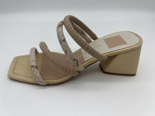 Python Print Bayan Yumuşak Deri Sandalet Lt Tan / Kırık Beyaz Sevimli İnce Burunlu Sandalet