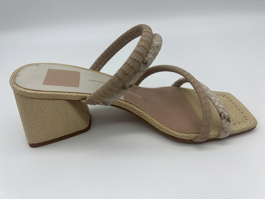 Python Print Bayan Yumuşak Deri Sandalet Lt Tan / Kırık Beyaz Sevimli İnce Burunlu Sandalet
