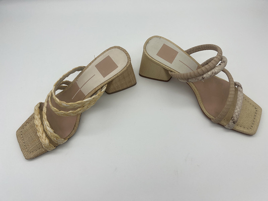 Python Print Bayan Yumuşak Deri Sandalet Lt Tan / Kırık Beyaz Sevimli İnce Burunlu Sandalet