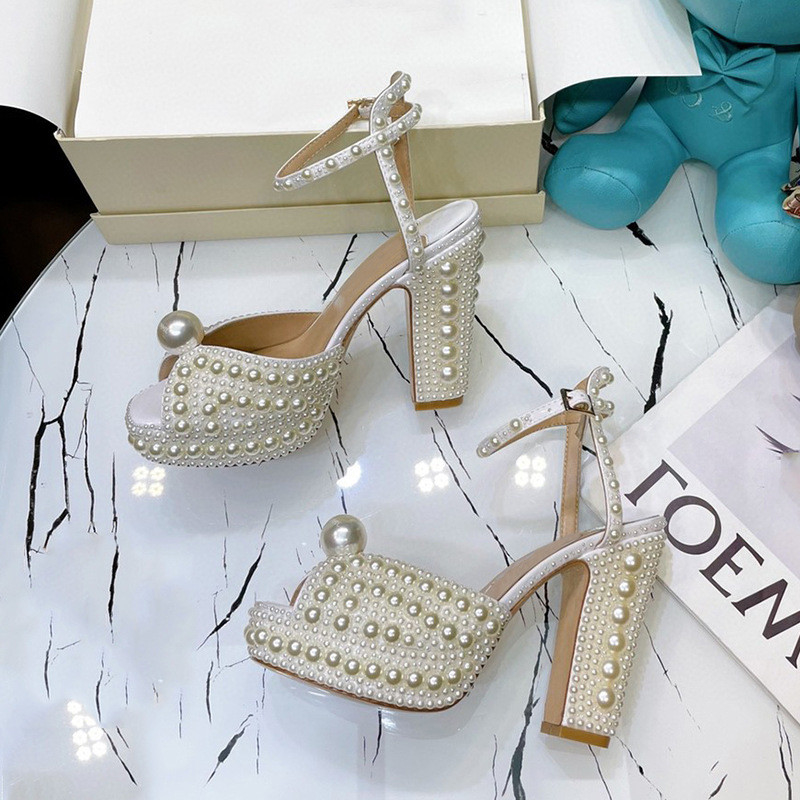 Pearly Peep Süper Yüksek Topuk Sandalet Mikrofiber Astar Nefes Alabilir